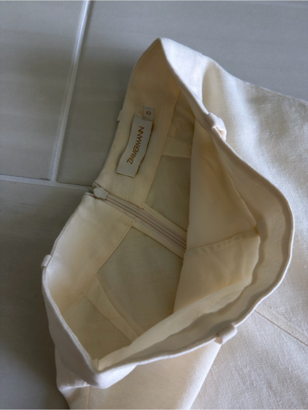 Zimmermann Cream 100% linen straight Midi Skirt - Picture 6 of 7
